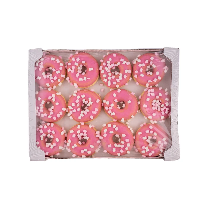 Донат с розовой глазурью, посыпкой из пастилы Marshmallow Stokson, 12 шт по 61 гр